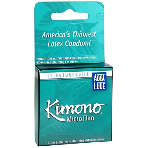 Condón Kimono Micro Thin Aqua Lube - Caja de 3