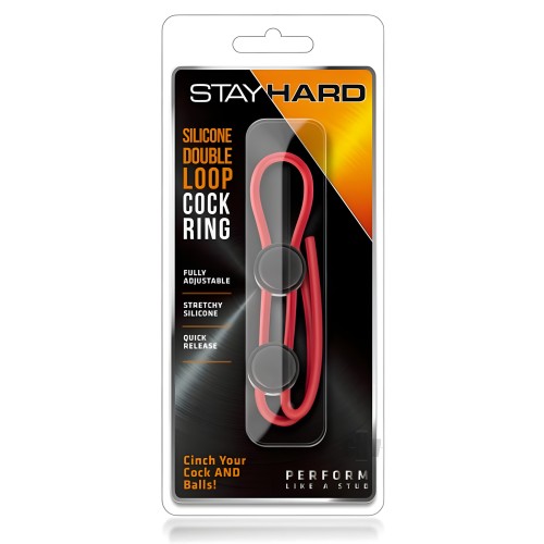 Stay Hard Silicone Dbl Loop Cockring Red