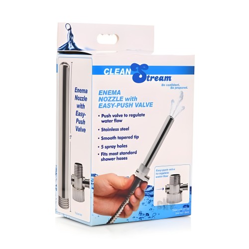 Cleanstream Enema Nozzle with Push Valve for Comfortable Douching