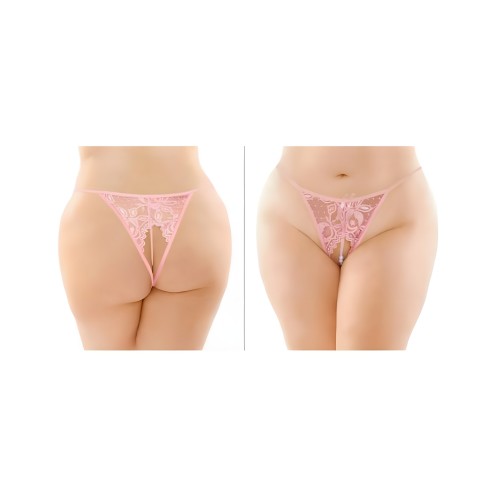 Calla Panty de Encaje Crotchless con Perlas