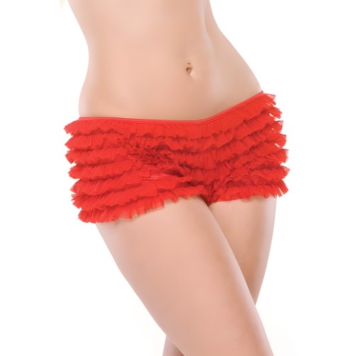 Ruffle Shorts Back Bow Detail Red OS/XL