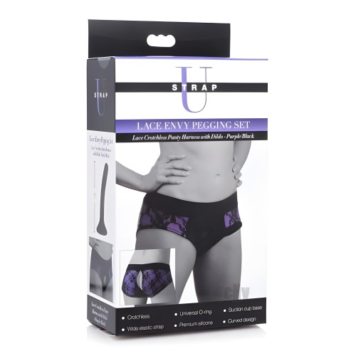 Lace Envy Pegging Set With Crotchless Panty Harness