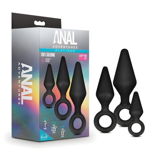 Blush Anal Adventures Platinum Silicone Loop Plug Kit - Black