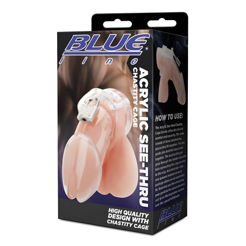 Blue Line Clear Chastity Cage - Enhance Pleasure