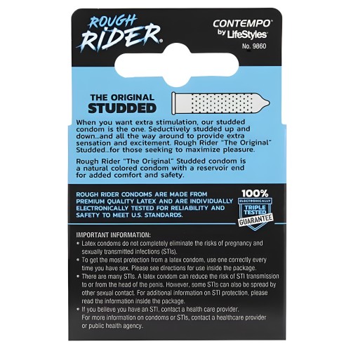 Rough Rider Studded Condom 3 Pack for Enhanced Pleasure