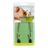 Spartacus Endurance Nipple Clamps With Curbed Chain Rubber Tipped