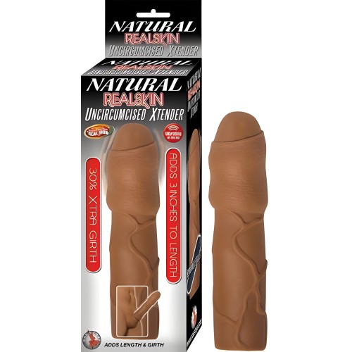 Natural Realskin Uncircumcised Xtender Removable Bullet Waterproof Brown