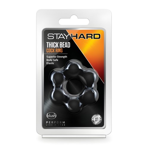 Stay Hard Thick Bead Cock Ring - Black