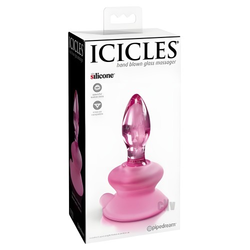 Icicles No. 90 - Glass Suction Cup Anal Plug - Pink
