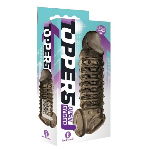 The 9's Toppers Open-ended, Ribbed, And Nubbed Penis Extender - Smoke