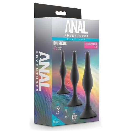 Anal Adventures Platinum Silicone Beginner Plug Kit Black