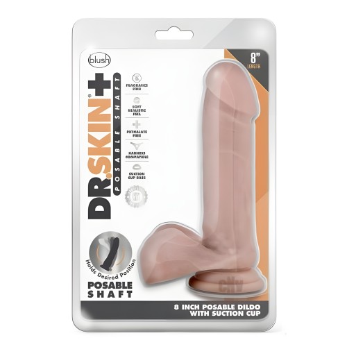 Dr. Skin Plus Posable Dildo With Balls 8 In. Vanilla