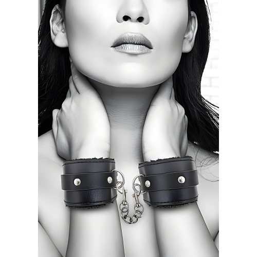 Ouch Plush Bond Leather Hand Cuffs - Comfort and Security