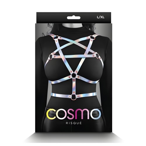 Cosmo Harness Risque Lg/xl Rainbow - Stylish Chest Harness