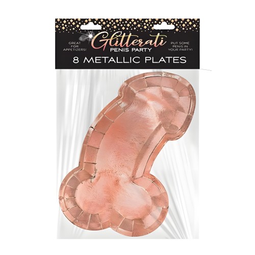 Glitterati Penis Rose Plates - Fun Party