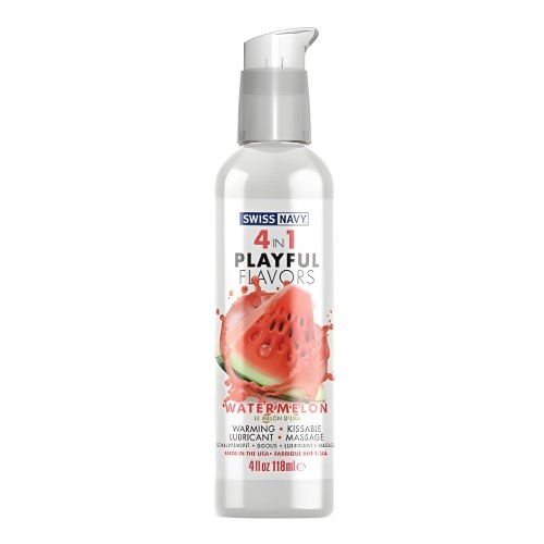 Swiss Navy 4 In 1 Playful Flavors Watermelon 4oz - Versatile Lubricant