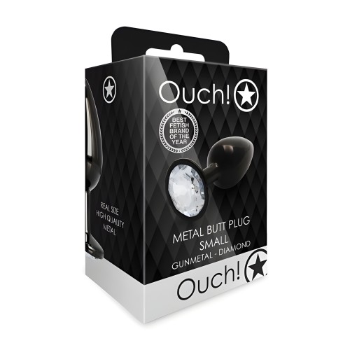 Shots Ouch! Round Gem Butt Plug - Gunmetal