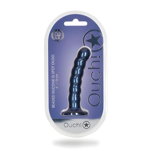 Beaded Silicone G-spot Dildo - Metallic Blue