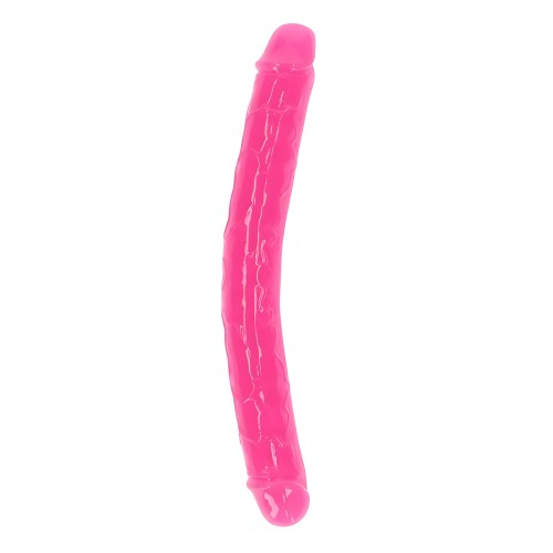 Dildo Doble que Brilla en la Oscuridad - Rosa Neón