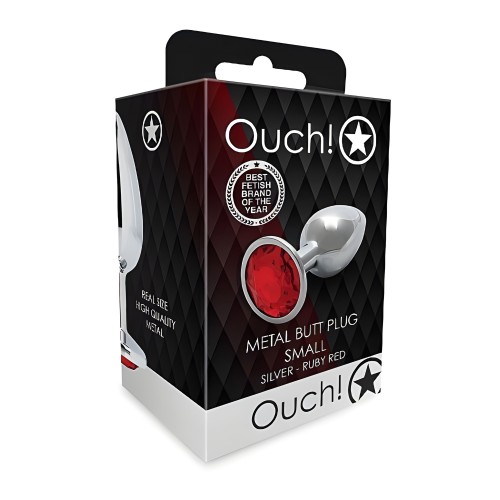 Plug Anal Redondo Pequeño Plata Rubí Rojo
