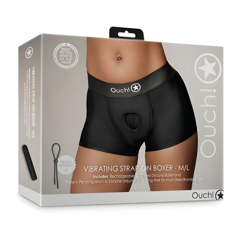 Shots Ouch! Vibrating Strap-on Boxer Black M/L