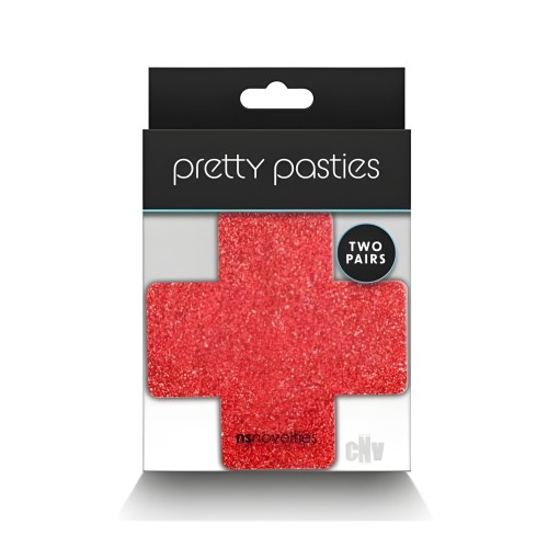 Pretty Pasties Glitter Cross - Red/Silver