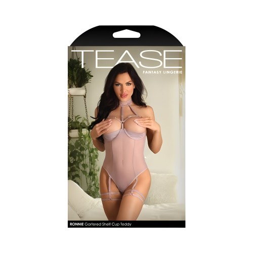 Teddy Pale Mauve Fantasy Lingerie Tease Ronnie con Cierre de Presión