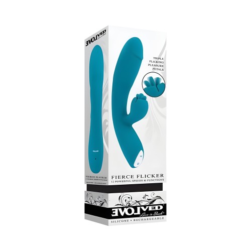 Vibrador Doble Estímulo Evolved Fierce Flicker Recargable de Silicona Teal