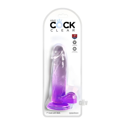 KC 7" Clear Cock with Balls for Realistic Pleasure