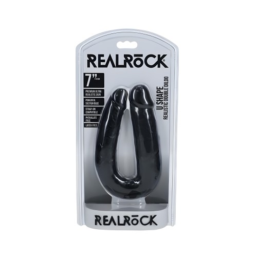 Realrock Dildo Doble en forma de U 7 pulgadas Negro