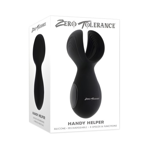 Zero Tolerance Handy Helper Stroker Vibrante Recargable de Silicona Negra
