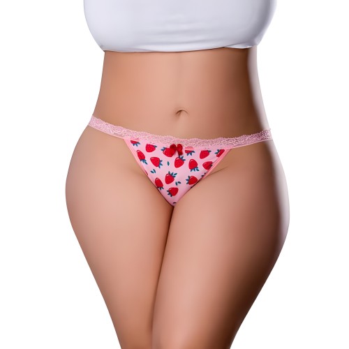 Panty Crotchless y Espalda Abierta Magic Silk Sweet Treats con Lubricante Fresa Talla Reina