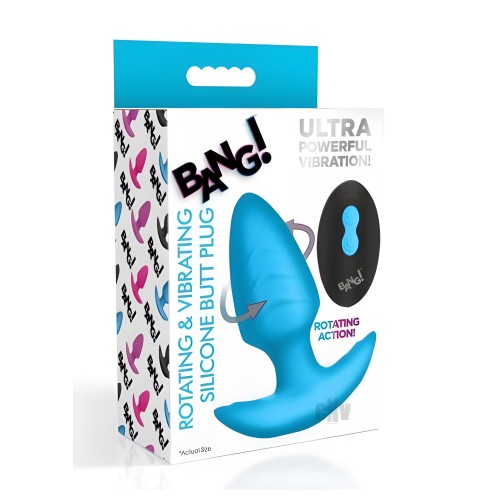 Plug Anal de Silicona Rotativo y Vibrante - Azul