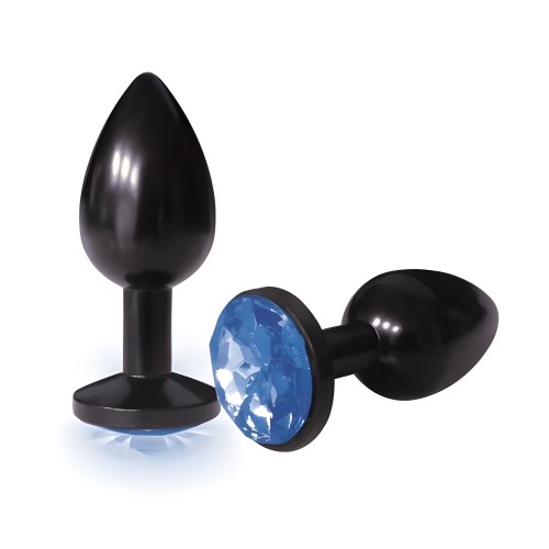The 9s Silver Starter Anodized Bejeweled Stainless Steel Plug - Cobalt