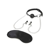Gag Transpirable Lux Fetish con Pinzas para Pezones - Juego Aventurero