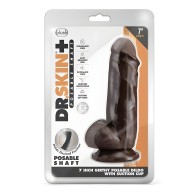 Dr. Skin Plus Girthy Posable Dildo 7 In. Chocolate