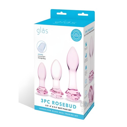 Rosebud Butt Plug Set 3pc Pink - Anal Training