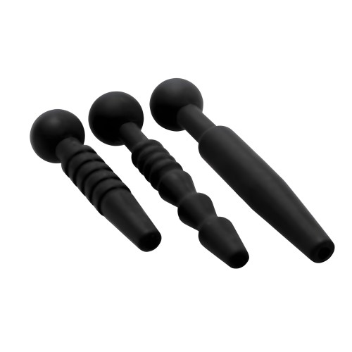 Dark Rods 3 Piece Silicone Penis Plug Set Black