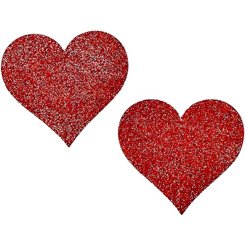 Heart Shaped Glitter Pasties - Red O/S