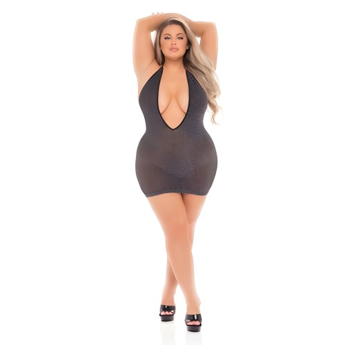 Vestido Halter Love Bite de Labios Rosados - Moda Talla Grande