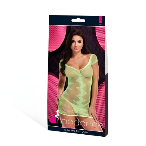 Lapdance Jacquard Mini Dress Neon Green