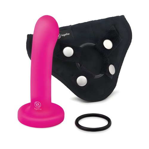 Conjunto de dildo y arnés de silicona Together Pop de 5 in.