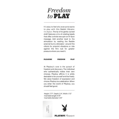 Playboy On Repeat Rabbit Vibrator - G-Spot Stimulation