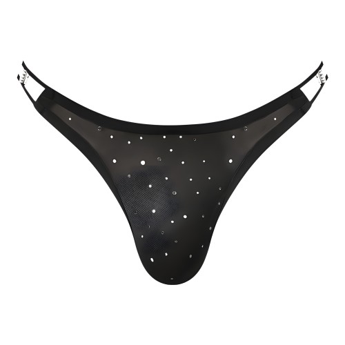 Male Power Show Stopper Thong Silver Mesh Dot S/M