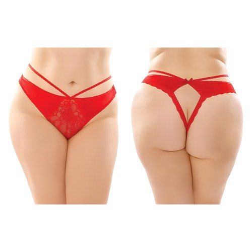 Microfiber Lace Thong Red 6-Pack