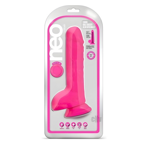 Neo Dildo Dual Density 9` Rosa Neón - Dildo Realista