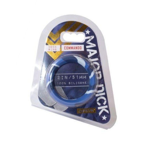 Major Dick Commando Cock Ring Blue Camo 2 Inches