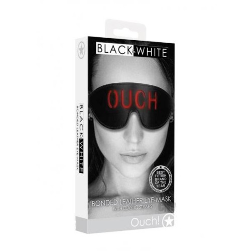 Máscara de Ojos de Cuero Sintético Blanco y Negro Ouch