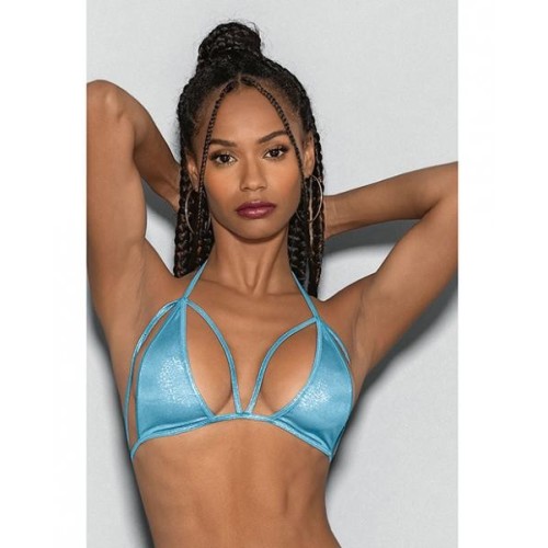Blue Crystal Black Light Dancewear Tri Bra One Size