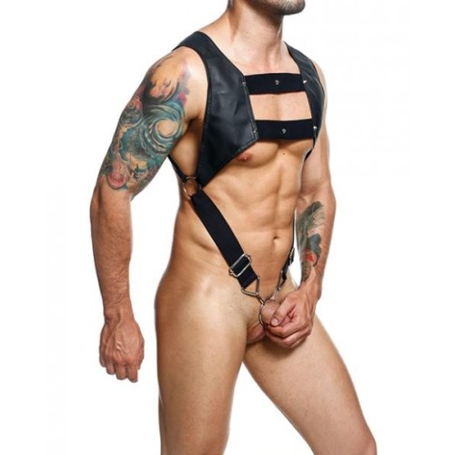 Dngeon Croptop Harness Cockring Black for Versatile Pleasure